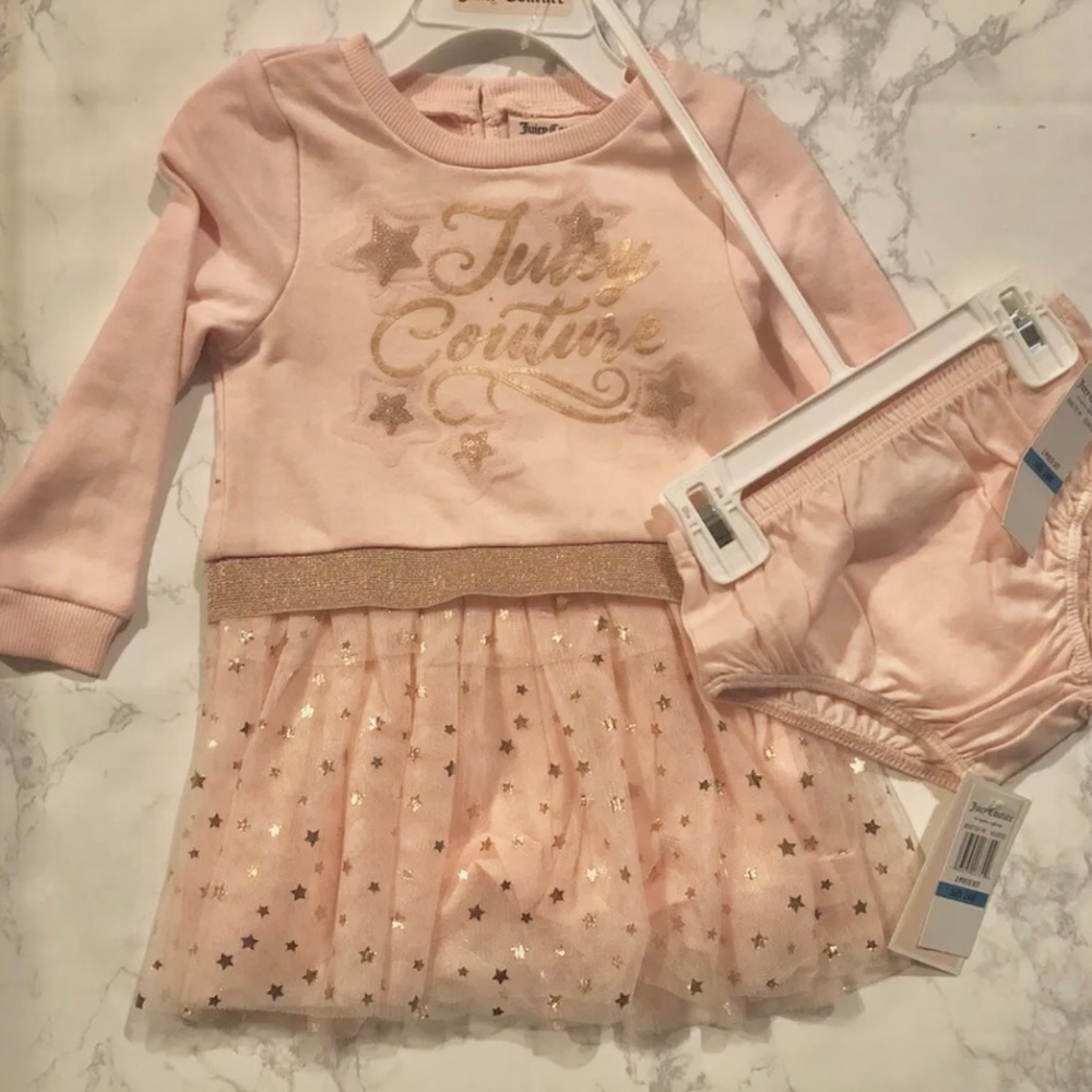 Juicy Couture pink and Gold Tulle 2 Piece Dress- 24 months NWT